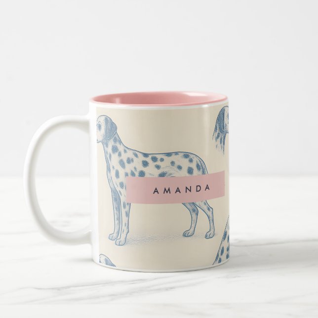Personalized Whimsical Charming Dalmatian Pattern Zweifarbige Tasse (Links)