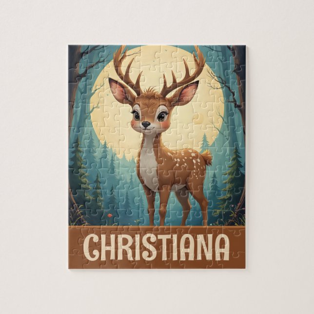 Personalized Whimsical Deer in Forest Puzzle (Vertikal)