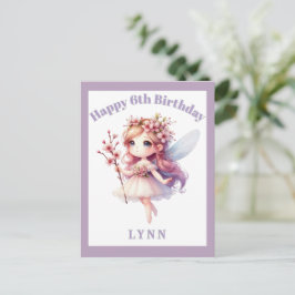 Personalized Whimsical Floral Fairy  Postkarte