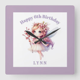 Personalized Whimsical Floral Fairy  Quadratische Wanduhr