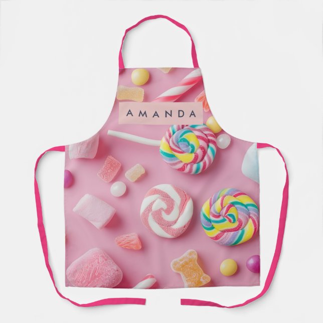 Personalized Whimsical Pastel Candy Schürze (Vorderseite)