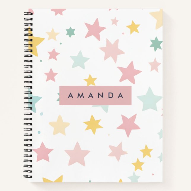 Personalized Whimsical Pastel Star Print  Notizbuch (Vorderseite)