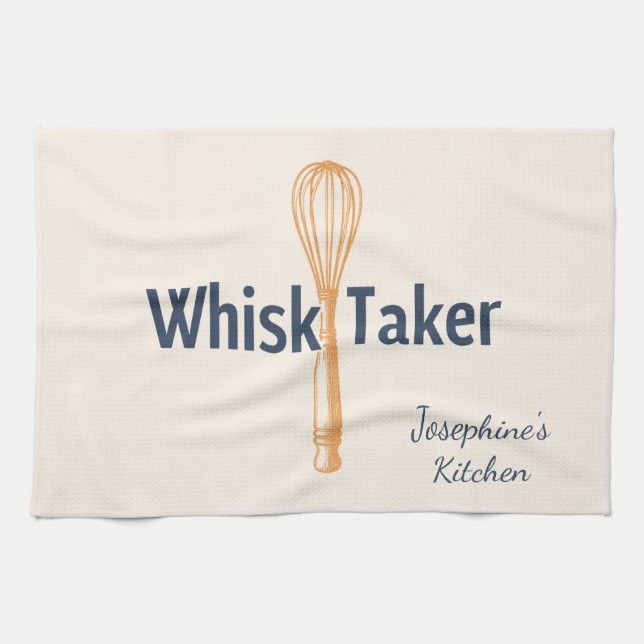 Personalized Whisk Taker Funny Baking Cute Elegant Geschirrtuch (Horizontal)