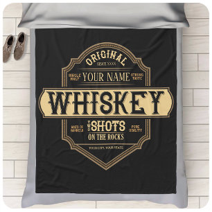 Personalized Whiskey on the Rocks Liquor Label Bar Fleecedecke