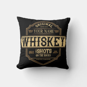 Personalized Whiskey on the Rocks Liquor Label Bar Kissen