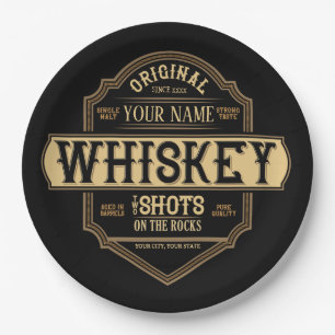 Personalized Whiskey on the Rocks Liquor Label Bar Pappteller