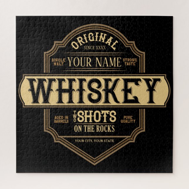 Personalized Whiskey on the Rocks Liquor Label Bar Puzzle (Vertikal)