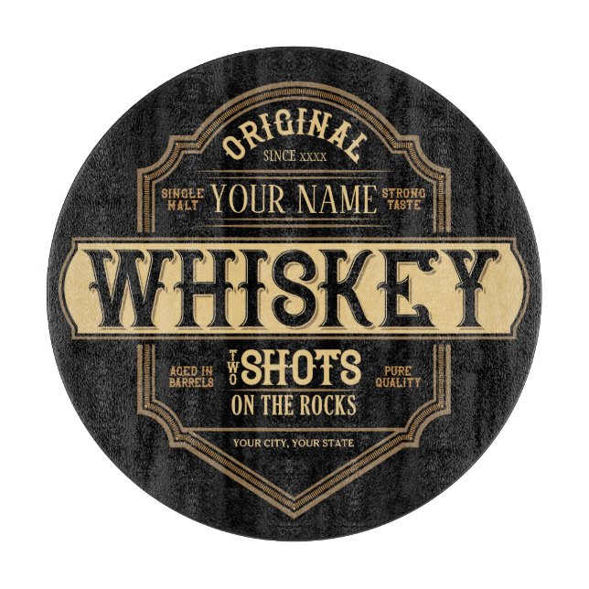 Personalized Whiskey on the Rocks Liquor Label Bar Schneidebrett (Vorderseite)