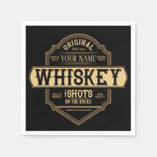 Personalized Whiskey on the Rocks Liquor Label Bar Serviette