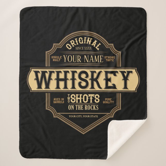Personalized Whiskey on the Rocks Liquor Label Bar Sherpadecke (Vorderseite)