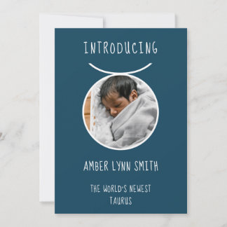 Personalized White and Blue Taurus Zodiac Ankündigung