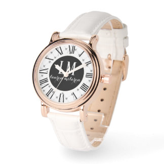 Personalized White & Black Bow Armbanduhr