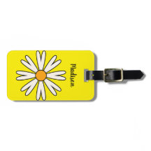 Personalized White Daisy Luggage Tag