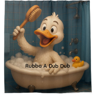 Personalized White Duck in Bathtub Shower Curtain  Duschvorhang