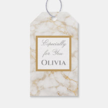 Personalized White & Gold Marble Gift Tags