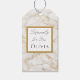 Personalized White & Gold Marble Gift Tags Geschenkanhänger