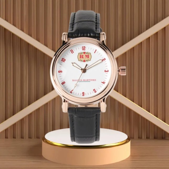 Personalized White Royal Monogram custom name Armbanduhr (Von Creator hochgeladen)