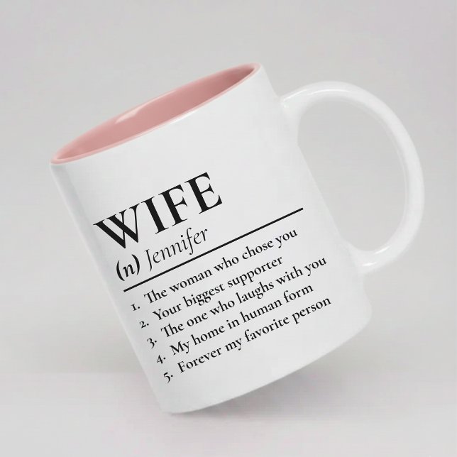 Personalized Wife Definition Mug Newlyweds Gift Zweifarbige Tasse (Wife Definition Coffee Mug Birthday Gift for Her, Personalized Wife and Husband Mug Wedding Gift)