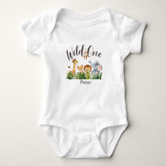 Personalized Wild One Safari  First Birthday Baby  Baby Strampler