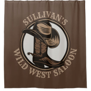 Personalized Wild West Saloon Western Cowboy Boots Duschvorhang