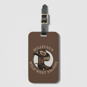 Personalized Wild West Saloon Western Cowboy Boots Gepäckanhänger