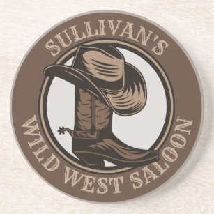 Personalized Wild West Saloon Western Cowboy Boots Getränkeuntersetzer