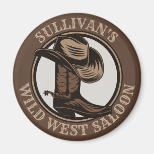 Personalized Wild West Saloon Western Cowboy Boots Magnet