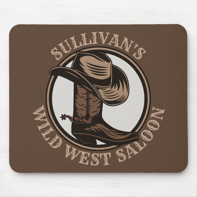 Personalized Wild West Saloon Western Cowboy Boots Mousepad (Vorne)
