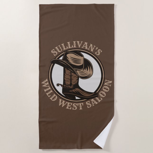 Personalized Wild West Saloon Western Cowboy Boots Strandtuch (Vorderseite)