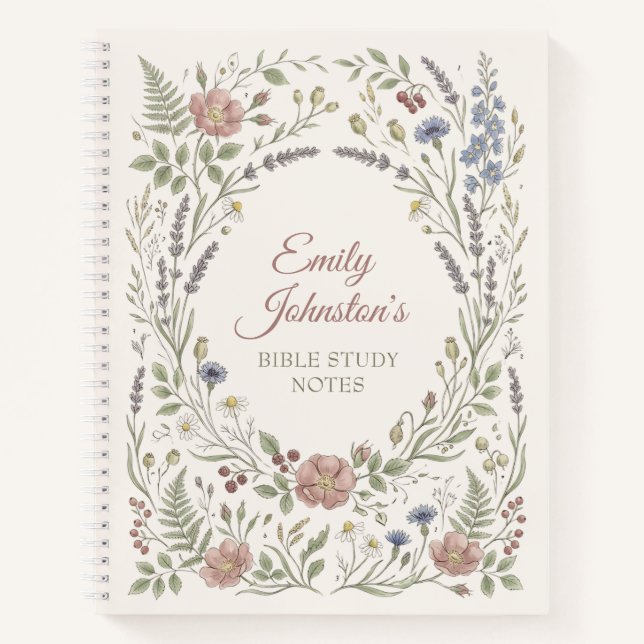 Personalized Wildflower Bible Study Notizbuch (Vorderseite)