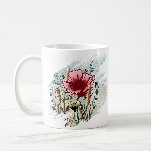 Personalized Wildflower Paint Splatter  Kaffeetasse (Links)