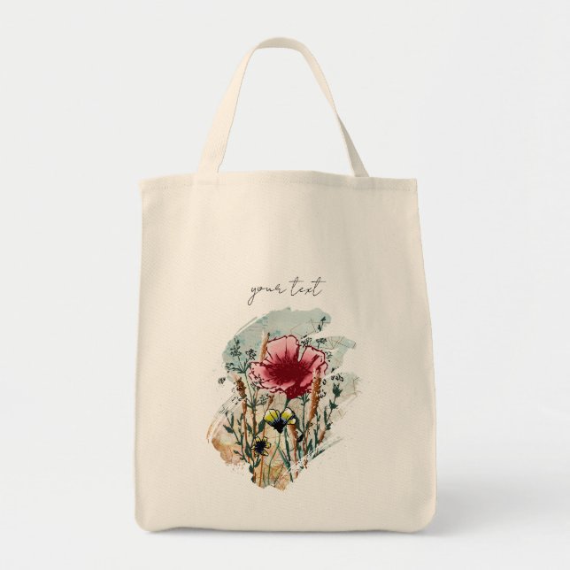 Personalized Wildflower Paint Splatter Tote Bag Tragetasche (Vorne)