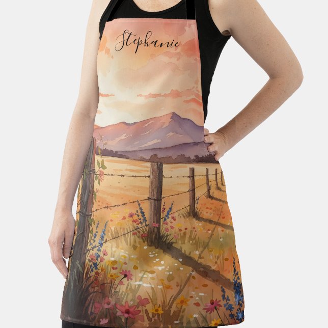 Personalized Wildflower Sunset Scene Schürze (Von Creator hochgeladen)
