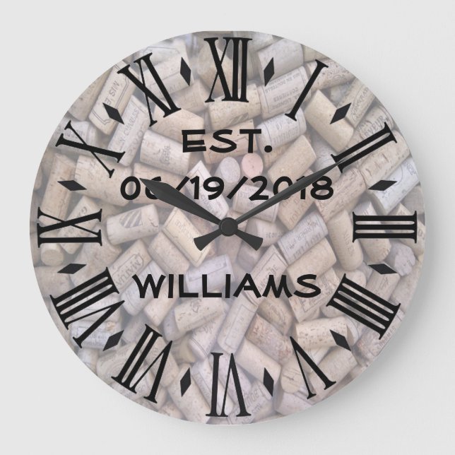 Personalized Wine Corks Große Wanduhr (Vorderseite)