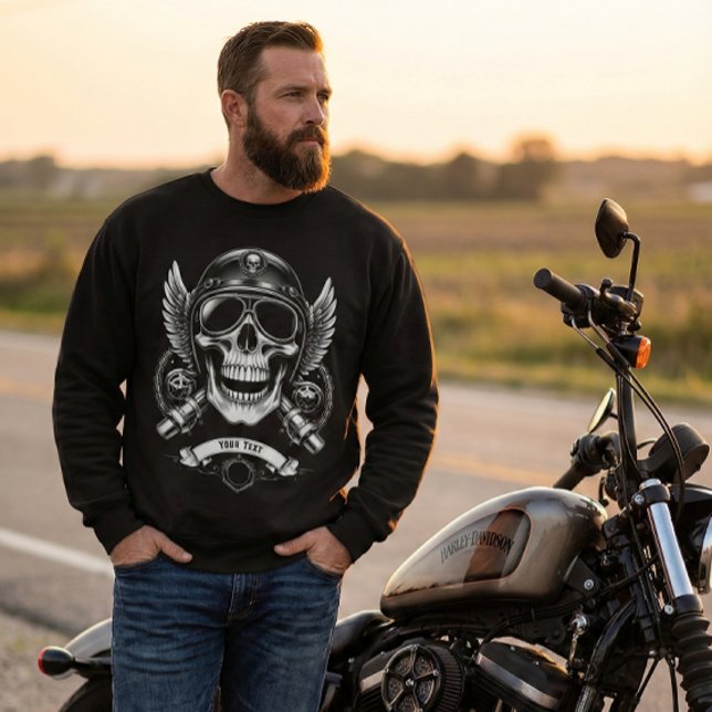 Personalized Winter Biker Skull Motorcycle Sweatshirt (Von Creator hochgeladen)