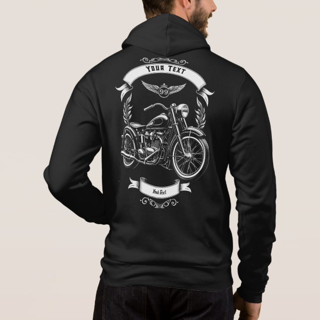 Personalized Winter Biker Skull Motorcycle Zip Hoodie (Rückseite)