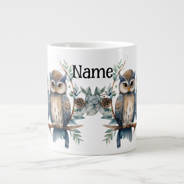 Personalized winter owl Jumbo-Tasse (Vorderseite)