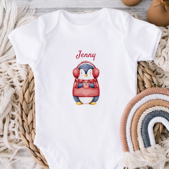 Personalized Winter Penguin Baby Bodysuit Baby Strampler (Von Creator hochgeladen)