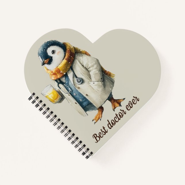 Personalized Winter Penguin “Best Doctor Ever” Notizbuch (Vorderseite)