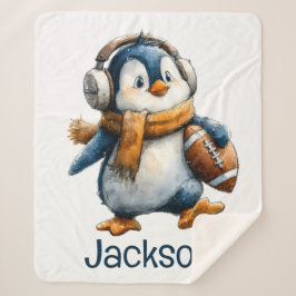 Personalized Winter Penguin Football Kid Sherpadecke