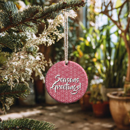 Personalized Winterberry Asanoha Seasons Greetings Keramik Ornament