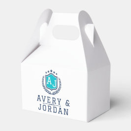 Personalized wite blue Monogram Wedding Geschenkschachtel