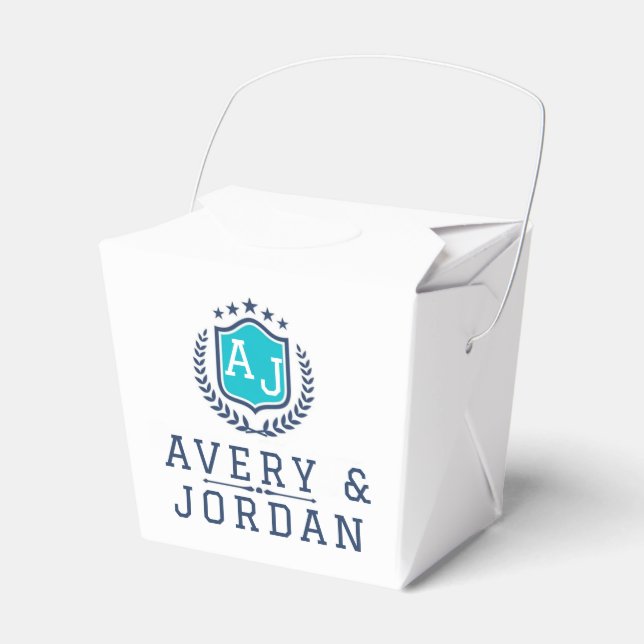 Personalized wite blue Monogram Wedding  Geschenkschachtel (Vorderseite)