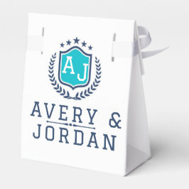 Personalized wite blue Monogram Wedding Geschenkschachtel