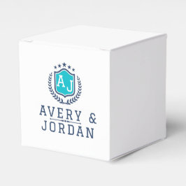 Personalized wite blue Monogram Wedding Geschenkschachtel