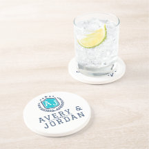 Personalized wite blue Monogram Wedding