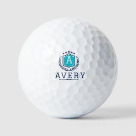 Personalized wite blue Monogram Wedding Golfball