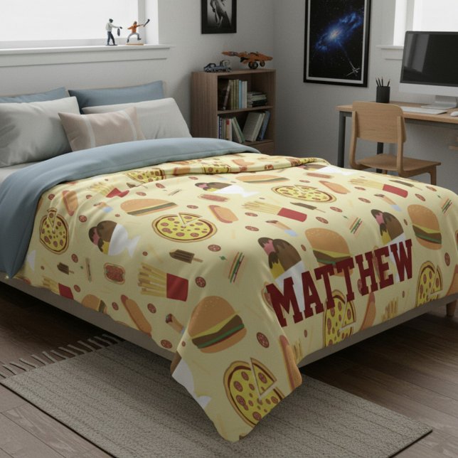 Personalized with Name Fast Food Fleece Blanket (Von Creator hochgeladen)