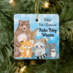 Personalized Woodland Animals Themed Baby's 1st Keramikornament