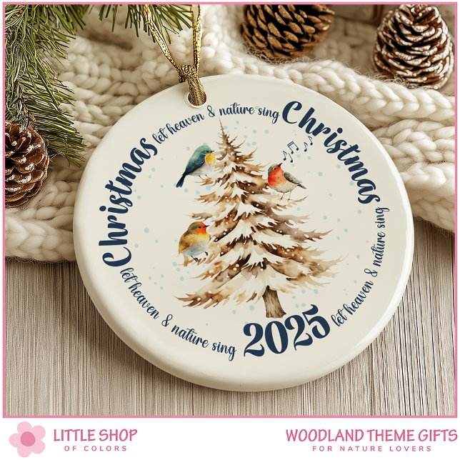 Personalized Woodland Birds Heaven and Nature Sing Keramik Ornament (Von Creator hochgeladen)